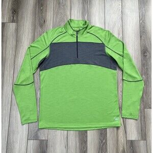 REI Co-op Shirt Mens Large Green Pullover 1/4 Zip Lightweight Outdoor Hiking
